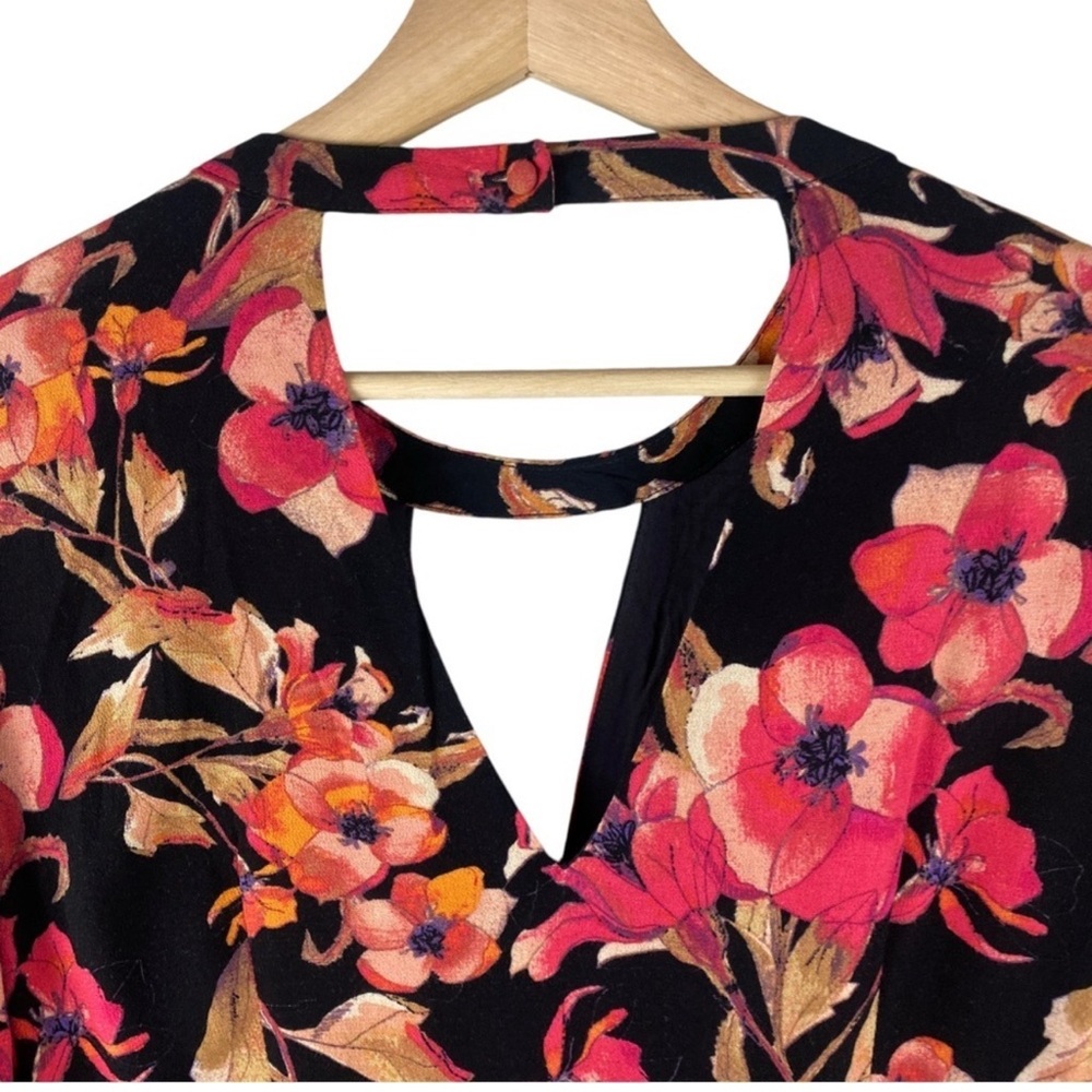 Free People Black and Red Cut Out Tiered Dress - Picture 7 of 9